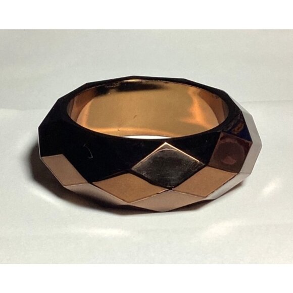 Unbranded Jewelry - Vintage Chunky Honeycomb Faceted Lucite Bangle Bracelet Opaque Metallic Brown